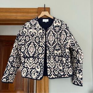 DEAR JOHN Ikat Print Lightweight Puffed Quilted Snap Button Jacket